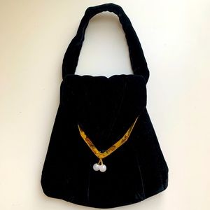 Vintage black velvet purse